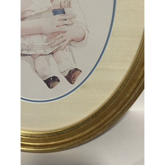 Jan Hagara Oval Frame Matted Art Girl & Doll Romantic Victoriana ‘77 Cottagecore - Picture 14 of 16